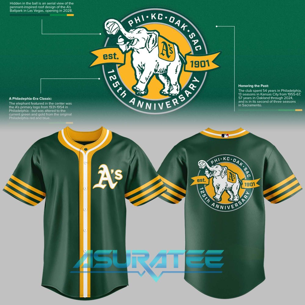 Oakland Athletics 125th Anniversary Limited Edition Green Baseball Jersey