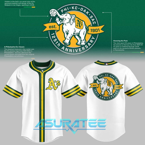 Oakland Athletics 125th Anniversary Limited Edition White Baseball Jersey