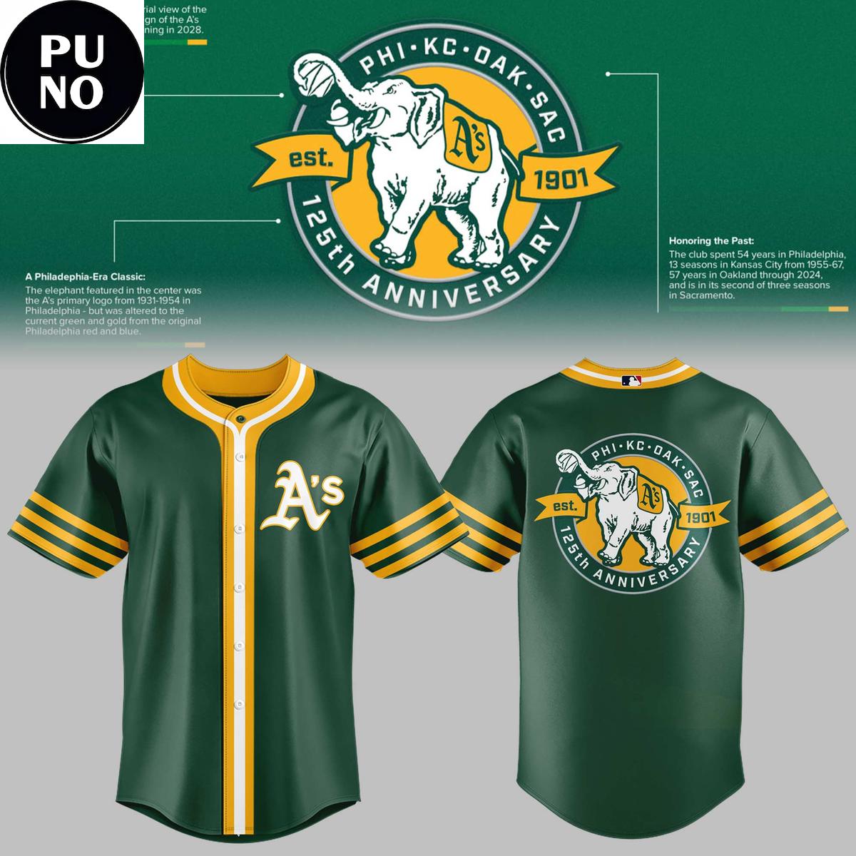 Oakland Athletics 2026 Celebrating Our 125th Anniversary Baseball Jersey