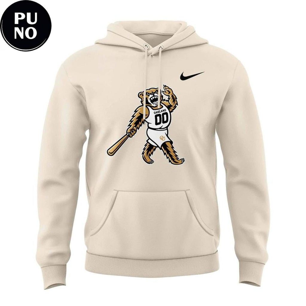 Oakland Golden Grizzlies Retro Mascot 2026 Beige Hoodie T-Shirt