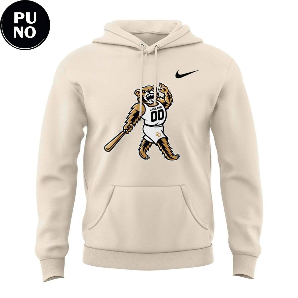 Oakland Golden Grizzlies Retro Mascot 2026 Beige Hoodie T-Shirt