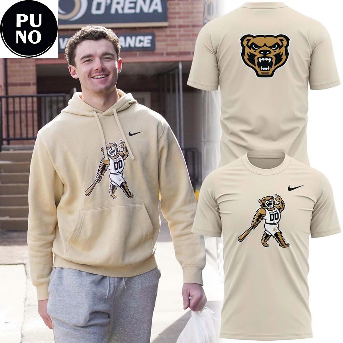 Oakland Golden Grizzlies Retro Mascot 2026 Beige Hoodie T-Shirt