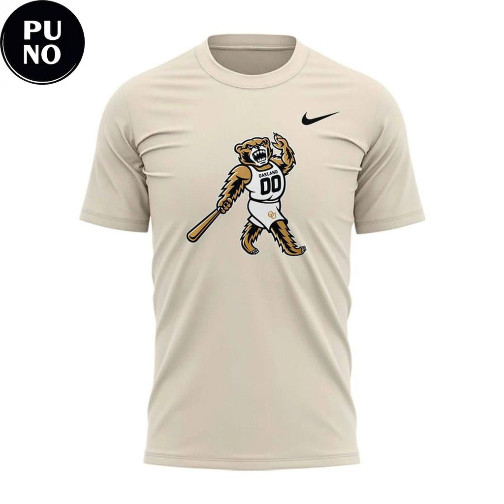 Oakland Golden Grizzlies Retro Mascot 2026 Beige Hoodie T-Shirt