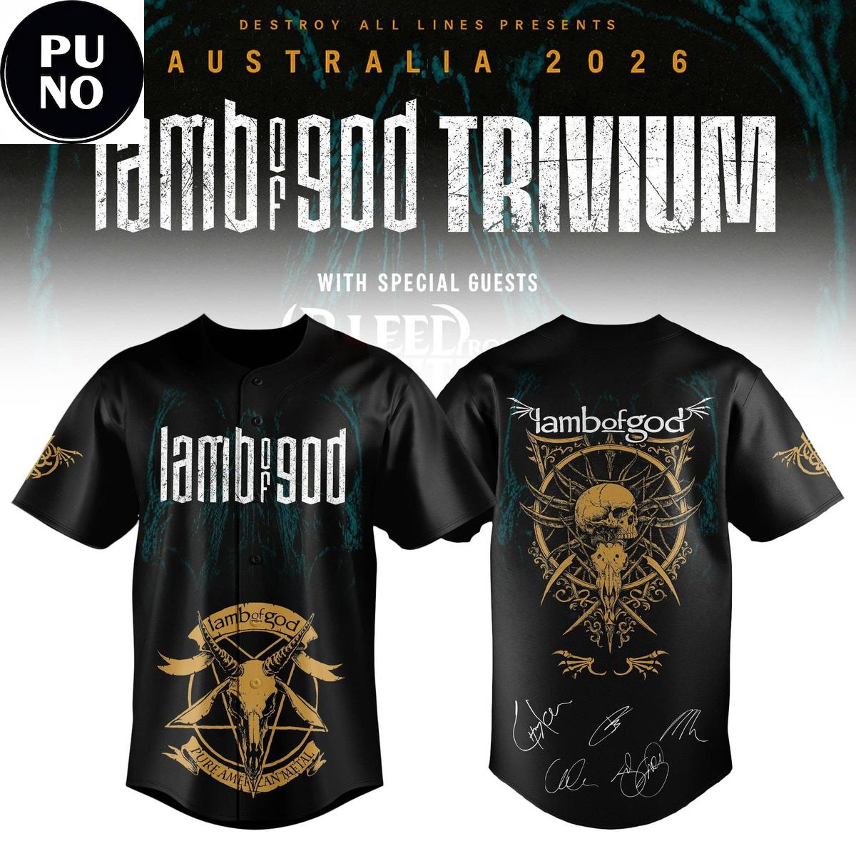 Lamb of God x Trivium Australia Tour 2026 Baseball Jersey