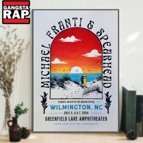 Official Michael Franti And Spearhead July 5-7 2024 Greenfield Lake Amphitheater Wilmington NC Poster Canvas Art