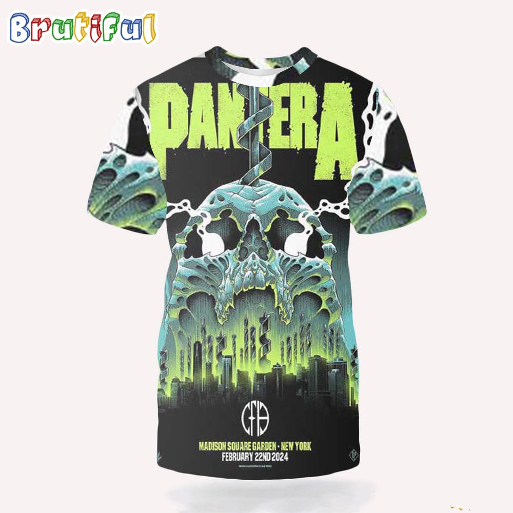 Official New Poster Pantera For Their Show This Evening At Madison Square Garden New York February 22ND 2024 3D T-Shirt