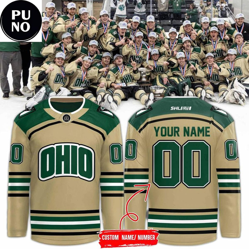 Ohio Bobcat Hockey Acha National Champions 2026 Personalized Hockey Jersey