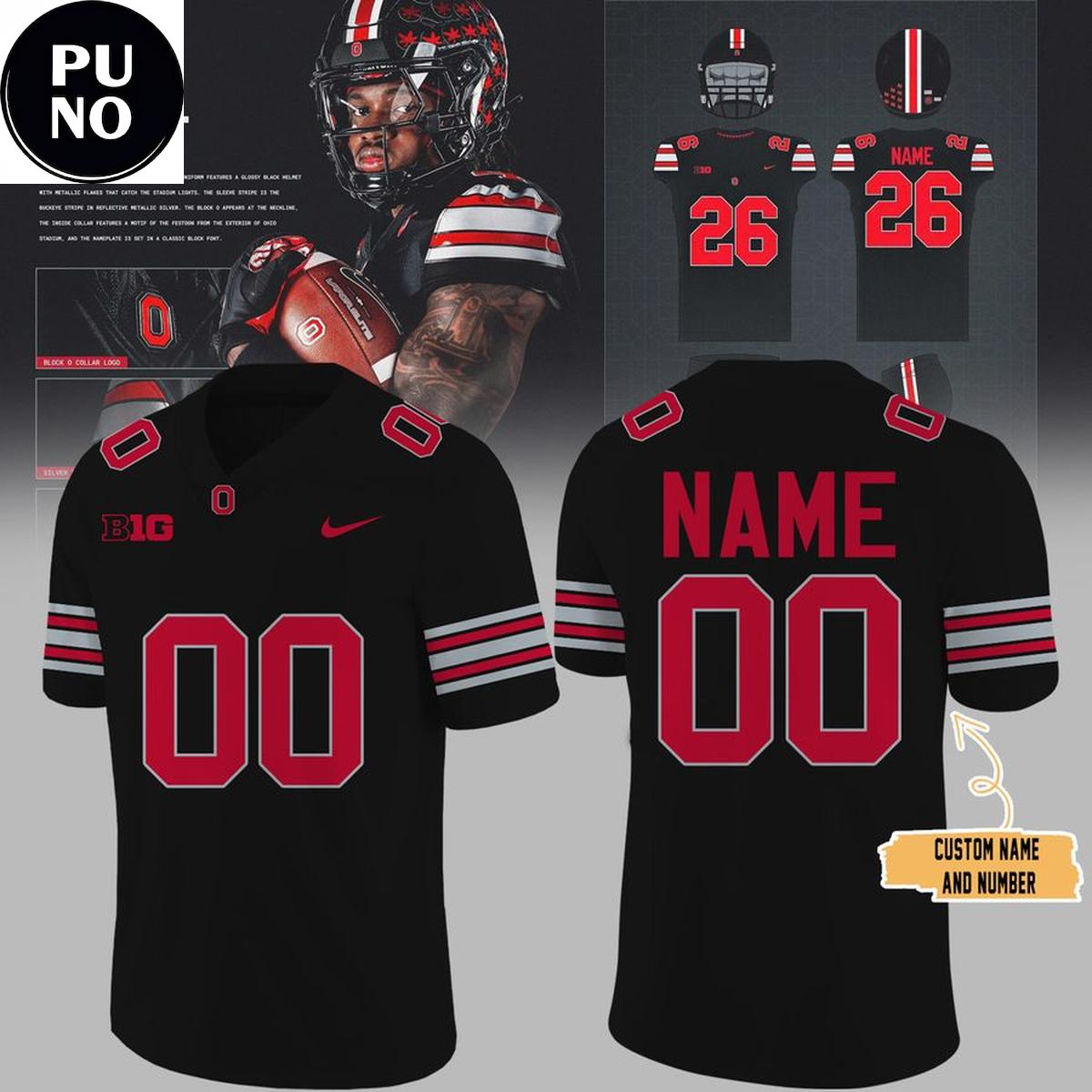 Ohio State Buckeyes Back in Black 2026 Personalized Football Jersey