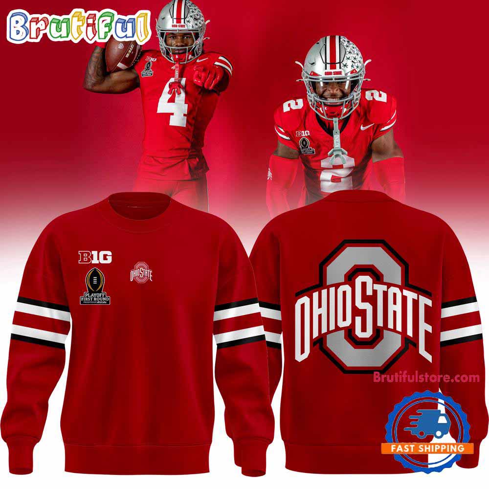 Ohio State Football Playoff First Round Scarlet 2024 Hoodie T-Shirt