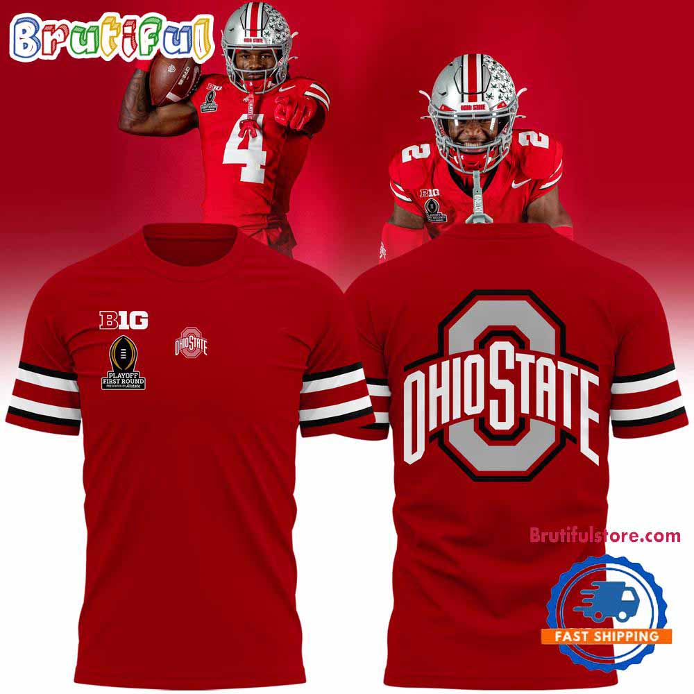 Ohio State Football Playoff First Round Scarlet 2024 Hoodie T-Shirt
