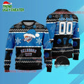 Personalized Oklahoma City Thunder Snowy Hoops Ugly Christmas Sweater