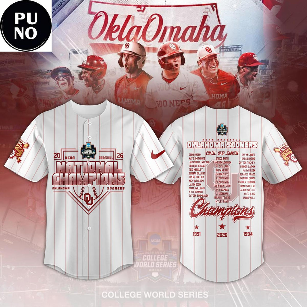 Oklahoma Sooners 2026 Baseball National Champions Finals Roster Baseball Jersey