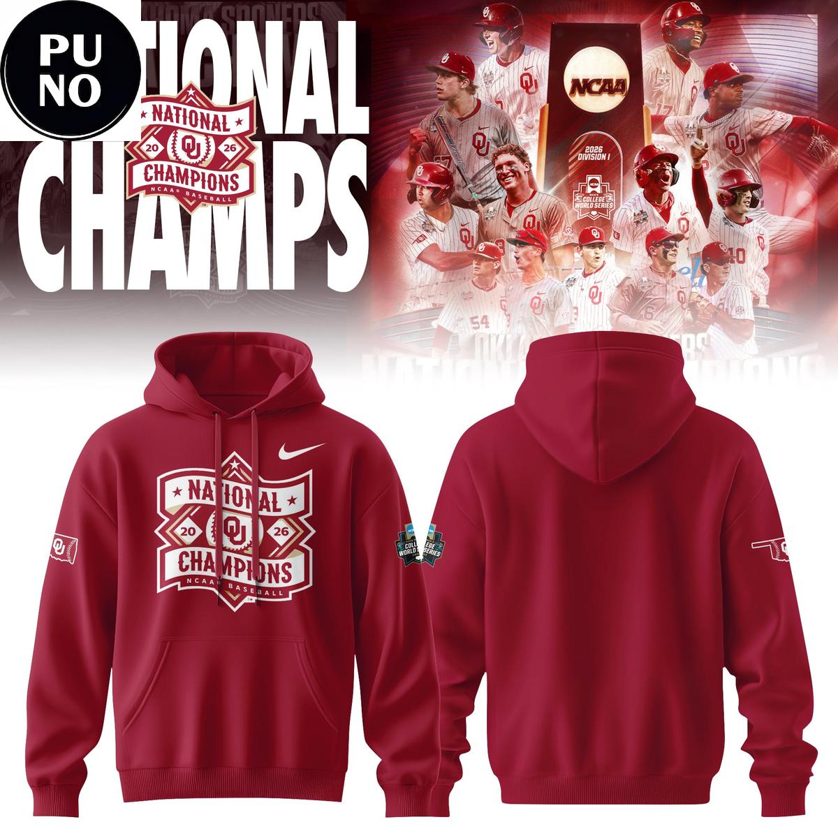 Oklahoma Sooners 2026 CWS Baseball National Champions Hoodie T-Shirt
