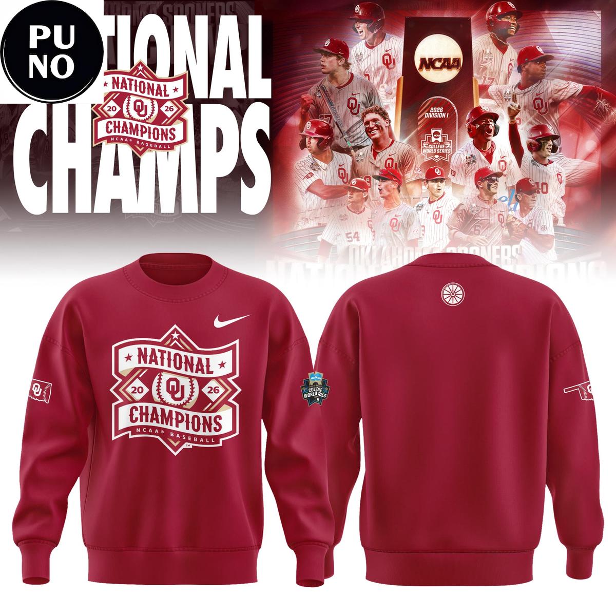 Oklahoma Sooners 2026 CWS Baseball National Champions Hoodie T-Shirt