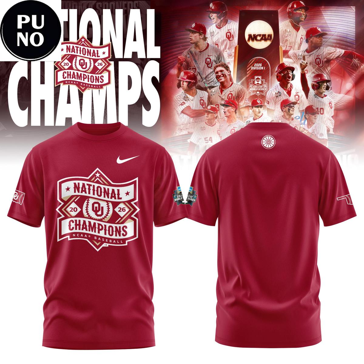 Oklahoma Sooners 2026 CWS Baseball National Champions Hoodie T-Shirt