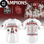 Oklahoma Sooners 2026 NCAA National Champions Roster Baseball Jersey