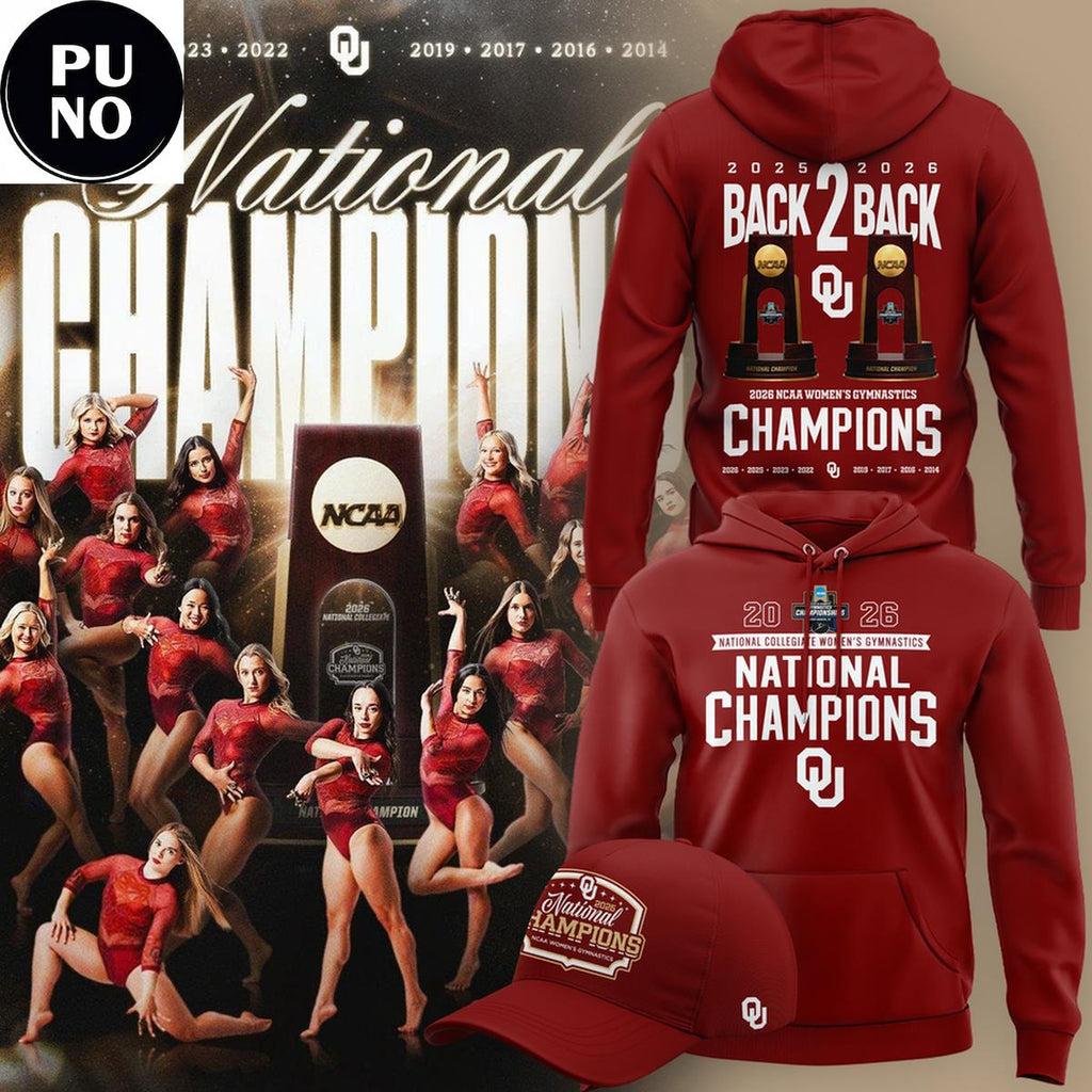 Oklahoma Sooners 2026 Women’s Gymnastics National Champions Back2Back Hoodie Shirt