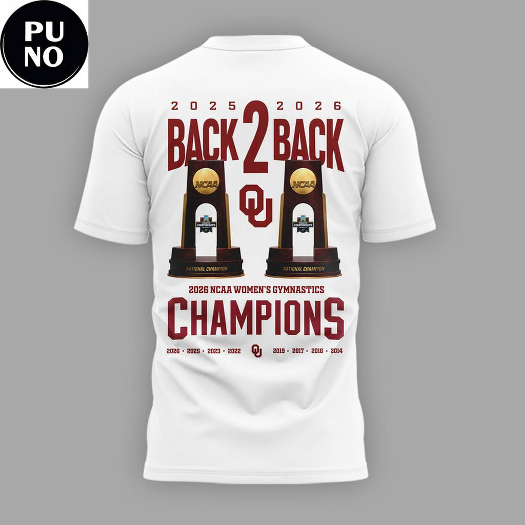 Oklahoma Sooners 2026 Women’s Gymnastics National Champions Back2Back Hoodie Shirt