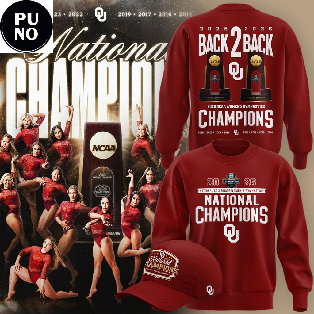 Oklahoma Sooners 2026 Women’s Gymnastics National Champions Back2Back Hoodie Shirt