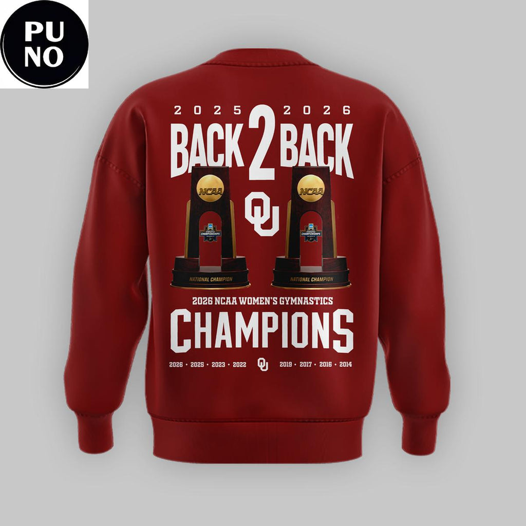 Oklahoma Sooners 2026 Women’s Gymnastics National Champions Back2Back Hoodie Shirt