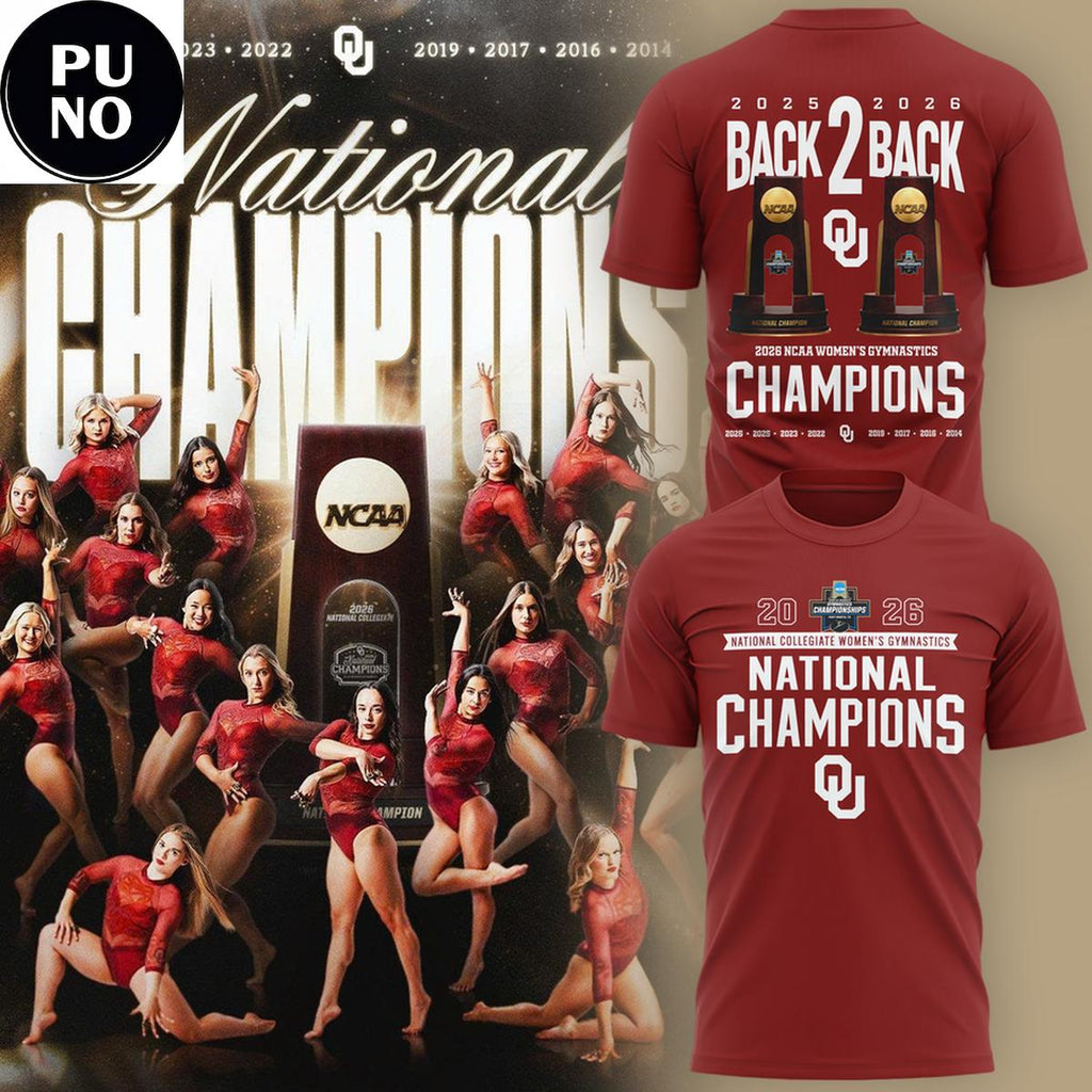 Oklahoma Sooners 2026 Women’s Gymnastics National Champions Back2Back Hoodie Shirt