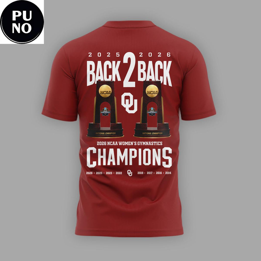 Oklahoma Sooners 2026 Women’s Gymnastics National Champions Back2Back Hoodie Shirt