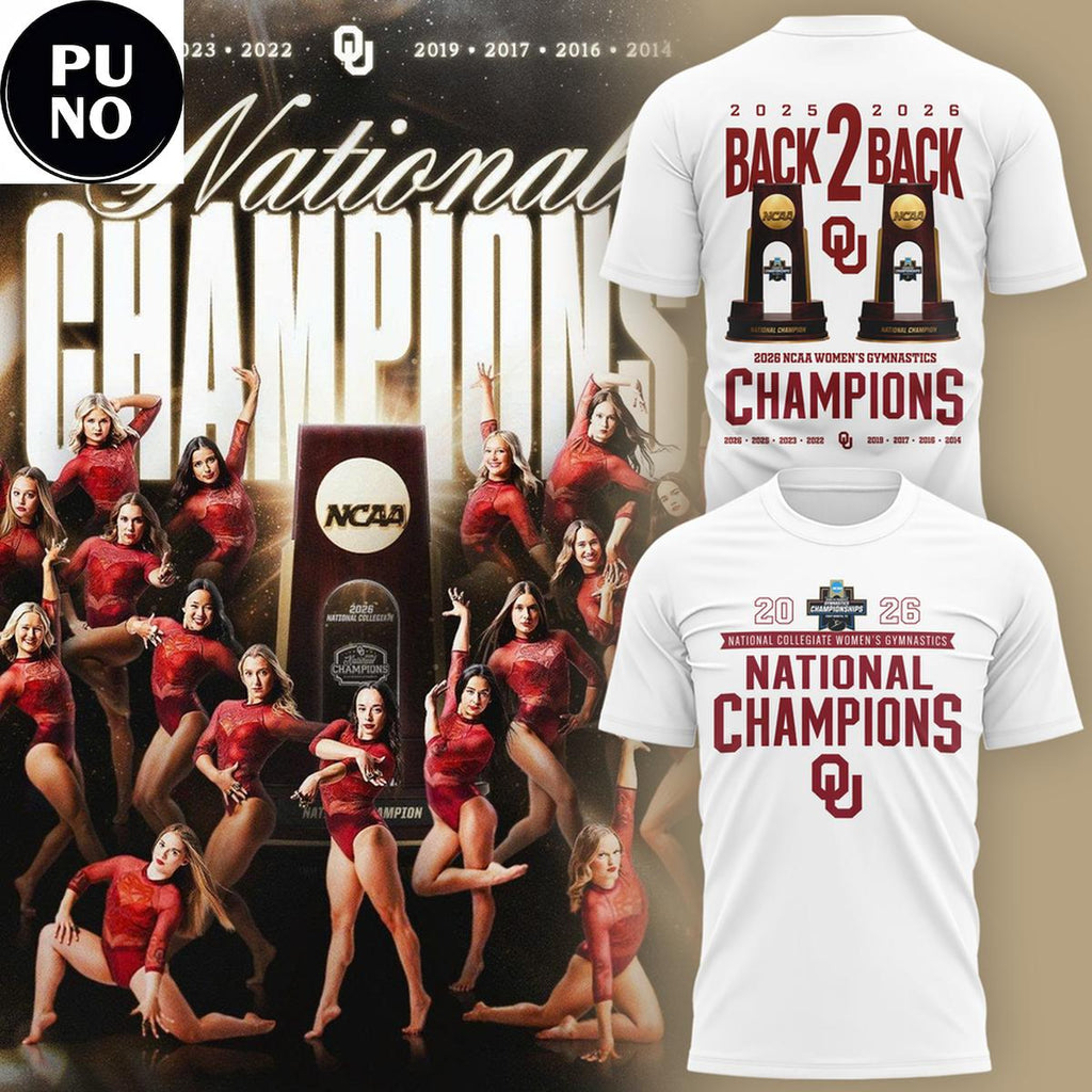 Oklahoma Sooners 2026 Women’s Gymnastics National Champions Back2Back Hoodie Shirt