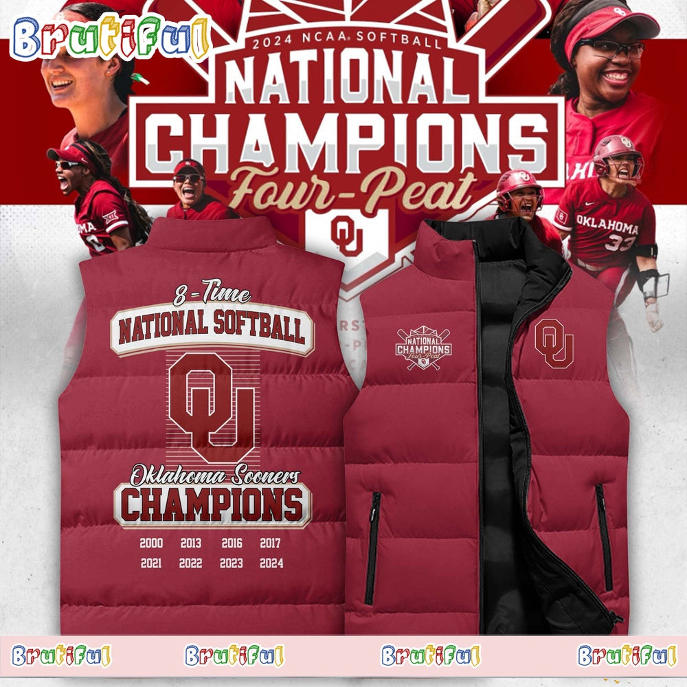 Oklahoma Sooners Four Peat 2024 NCAA Softball Women’s College World Series Champions Jacket
