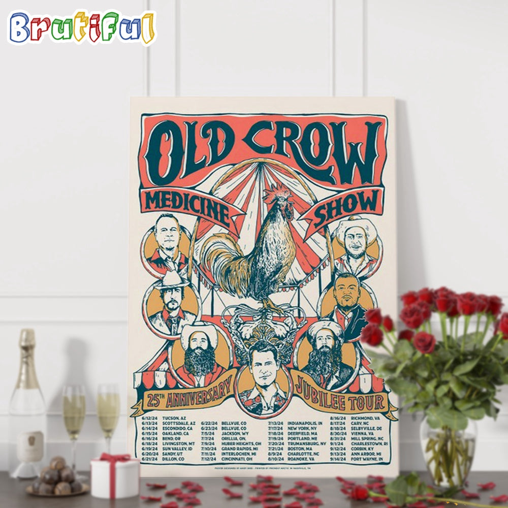 Old Crow Medicine Show 25th Anniversary Jubilee Tour 2024 Wall Art Poster Canvas