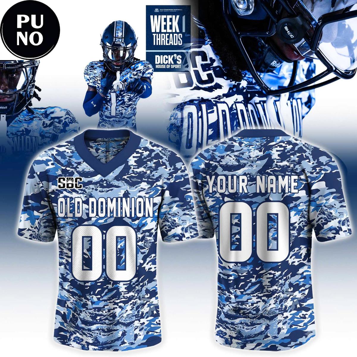 Old Dominion Monarchs Football 2026 Camo Personalized Football Jersey
