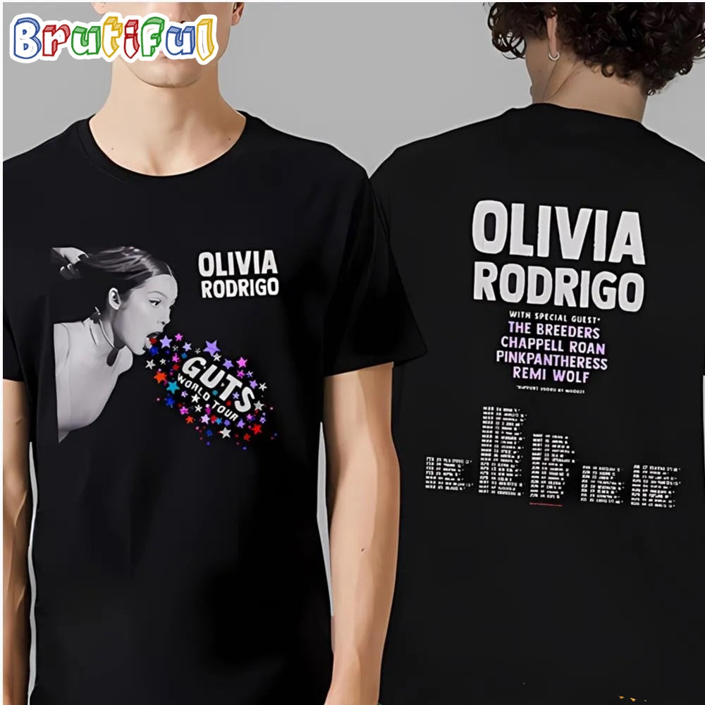 Olivia Rodrigo Guts World Tour 2024 Gift For Fans Two Sides Print Unisex T- Shirt