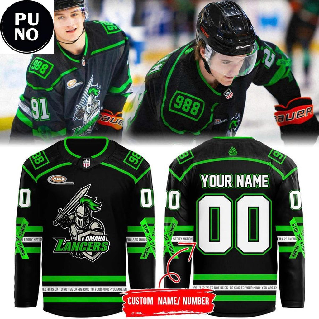 Omaha Lancers Mental Health Awareness Night 2026 Personalized Hockey Jersey