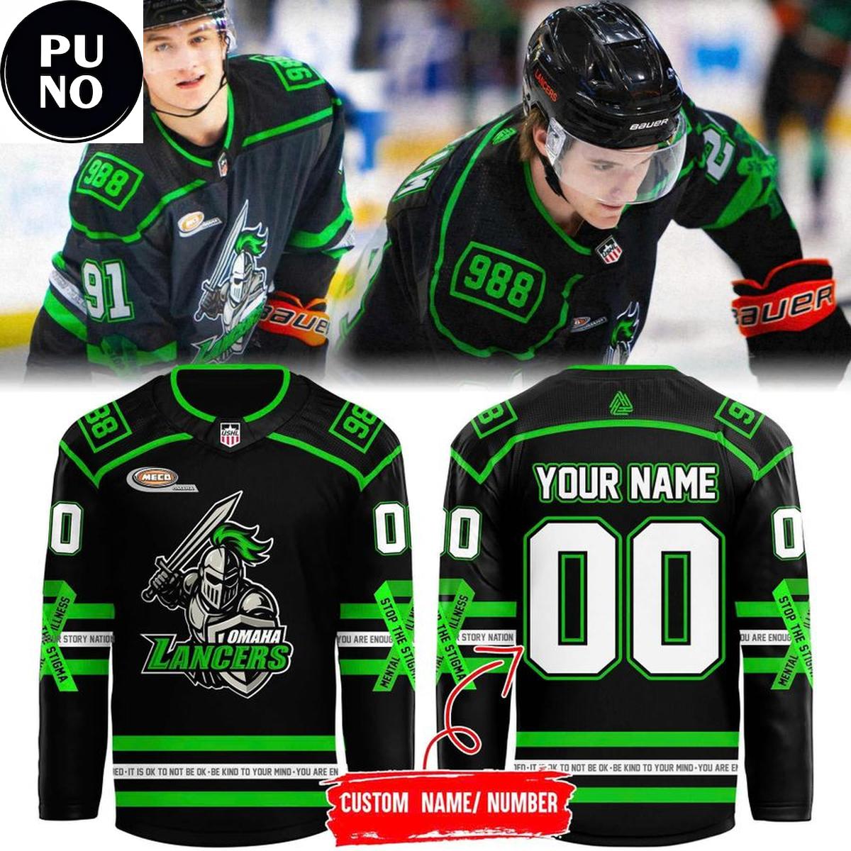 Omaha Lancers Mental Health Awareness Night 2026 Personalized Hockey Jersey