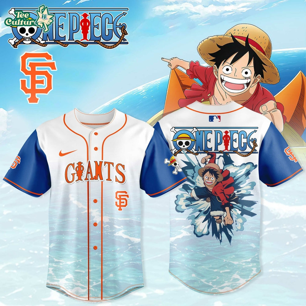 One Piece Anime x MLB Limited Baseball Jersey Collection - Monkey D. Luffy Edition