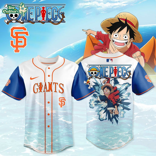 One Piece Anime x MLB Limited Baseball Jersey Collection - Monkey D. Luffy Edition