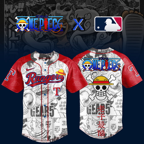 One Piece Anime x Texas Rangers 2026 Special MLB Jersey Version 2