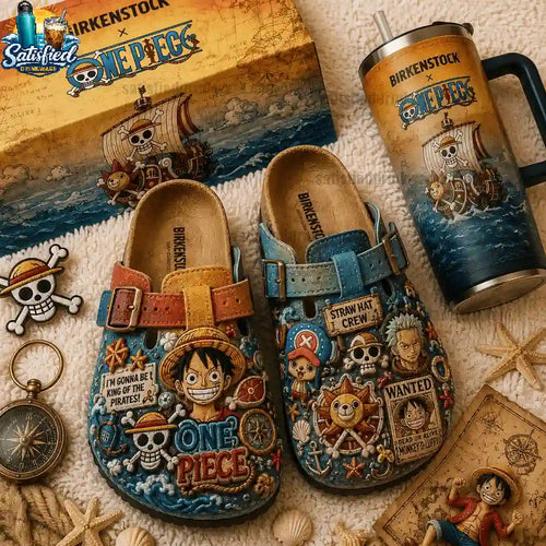 One Piece Straw Hat Pirates 3D Embossed Suede Clogs