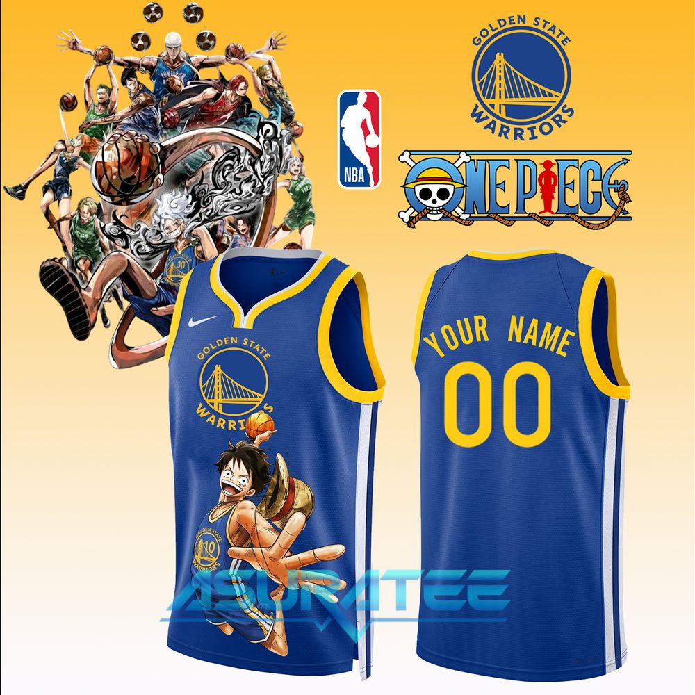 One Piece x Golden State Warriors 2025 Basketball Jersey