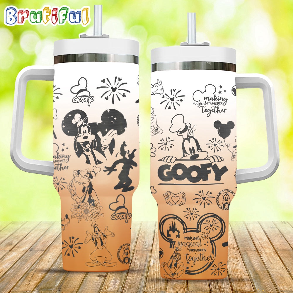 Orange Goofy Making Magical Memories Together Stanley Tumbler 40oz, Disney Stanley Tumbler