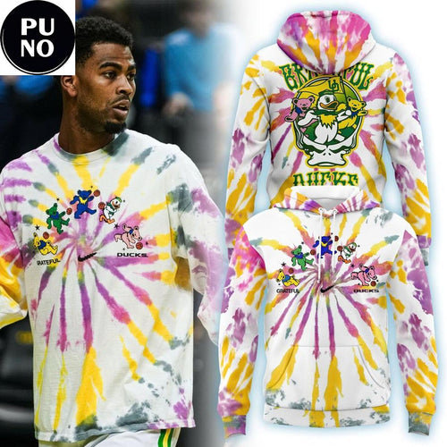 Oregon Ducks Basketball Grateful Ducks 2026 Tie-Dye Pattern Hoodie