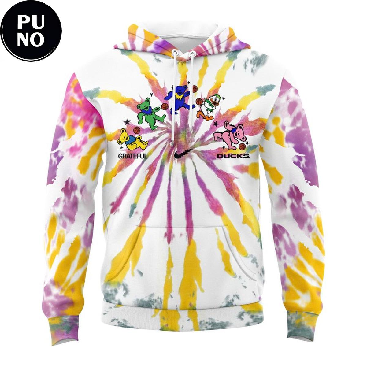 Oregon Ducks Basketball Grateful Ducks 2026 Tie-Dye Pattern Hoodie