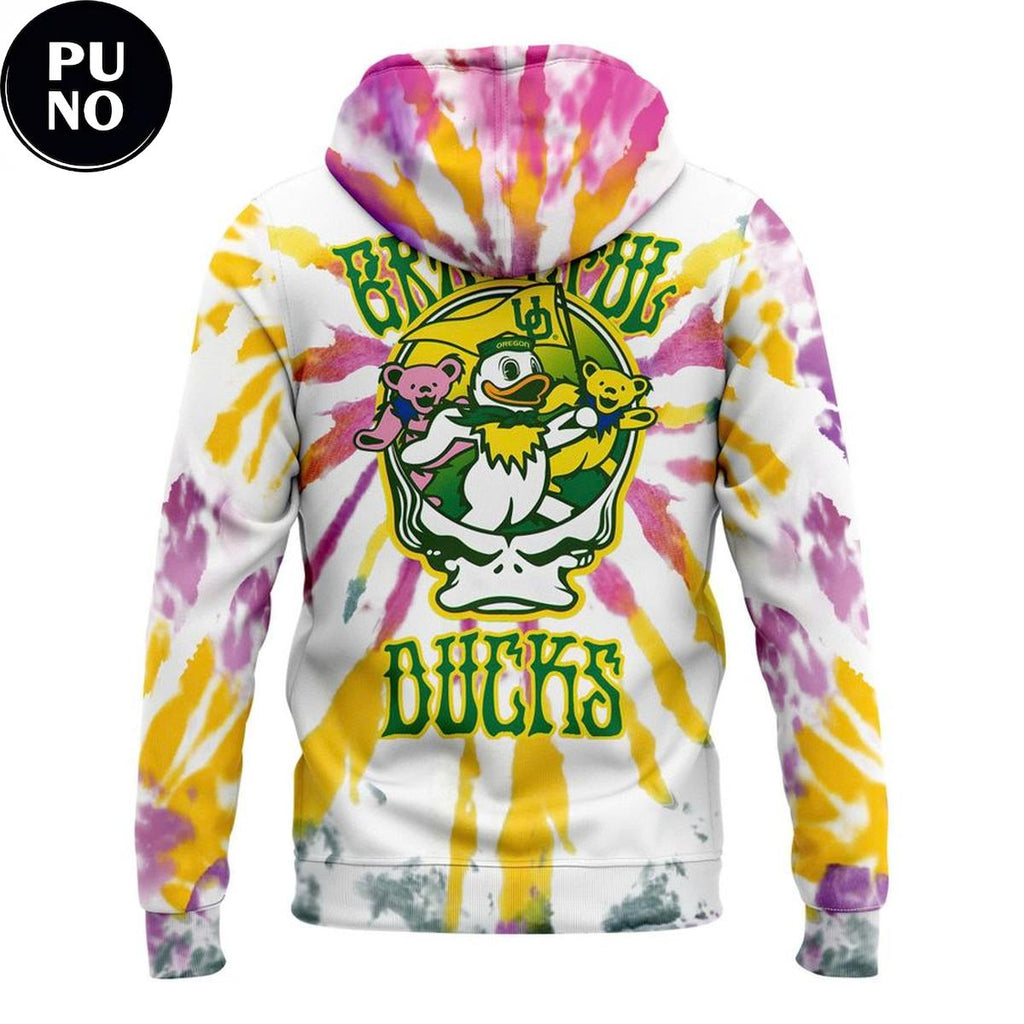 Oregon Ducks Basketball Grateful Ducks 2026 Tie-Dye Pattern Hoodie