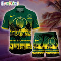 Oregon Ducks Palm Tree Summer Hawaiian Shirt, NCAA Sport Summer Hawaiian Set, Summer Beach Short