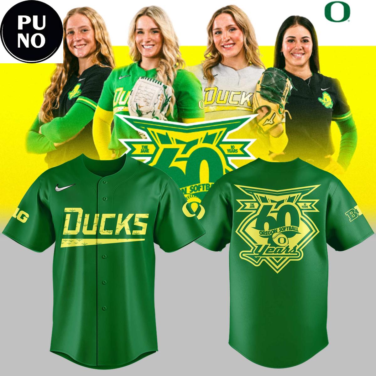 Oregon Ducks Softball Celebrating 60 Years 2026 Baseball Jersey