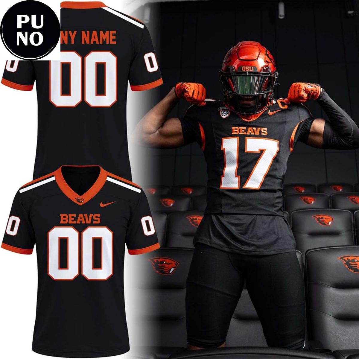 Oregon State Beavers Football 2026 Dark Mode Personalized Football Jersey