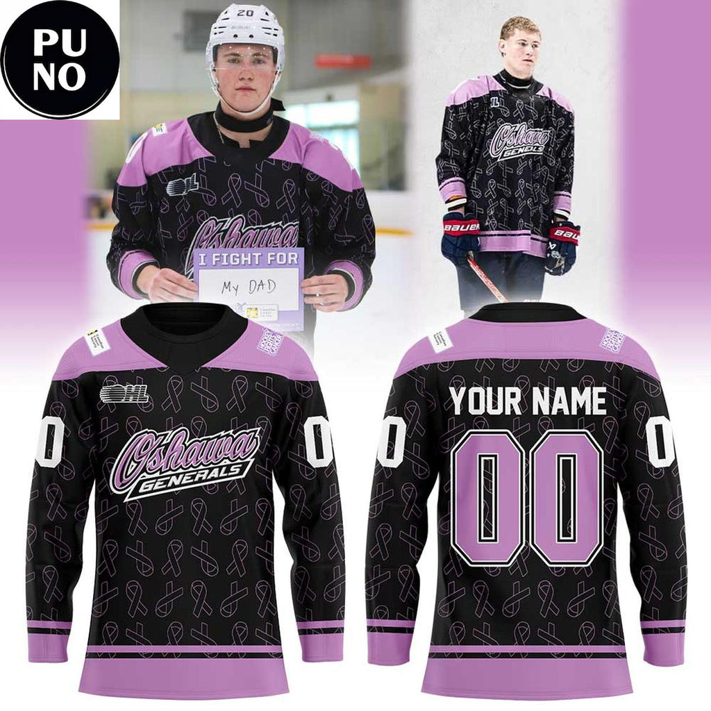 Oshawa Generals Hockey Fights Cancer 2026 Personalized Hockey Jersey