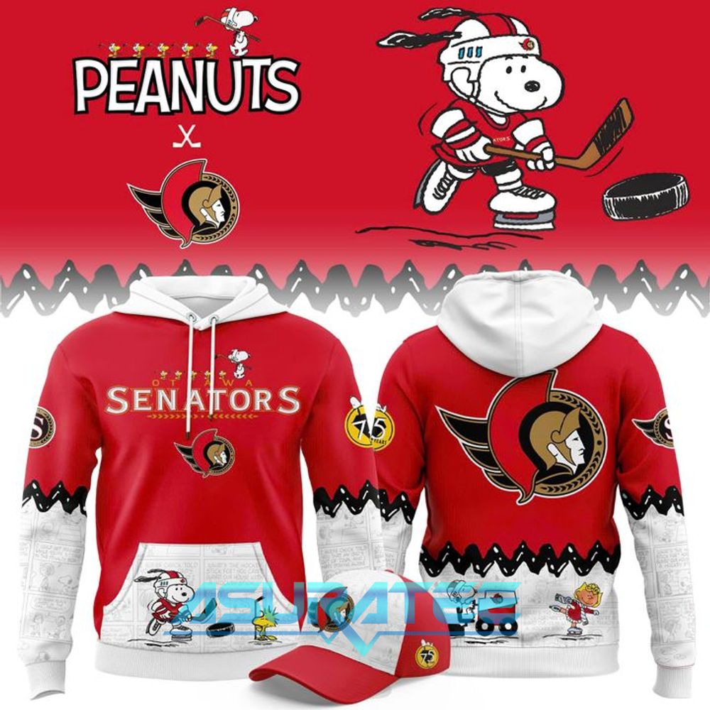 Ottawa Senators ”Peanuts Night ” 2026 Snoopy Special Hoodie, Cap