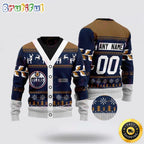 Personalized NHL Edmonton Oilers Elk Pattern Ugly Christmas Sweater Perfect Gift For Football Fans