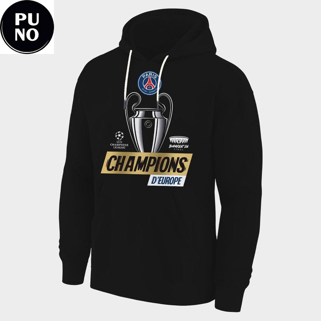 Paris Saint-Germain 2026 Champions Back 2 Back D’Europe Hoodie T-Shirt