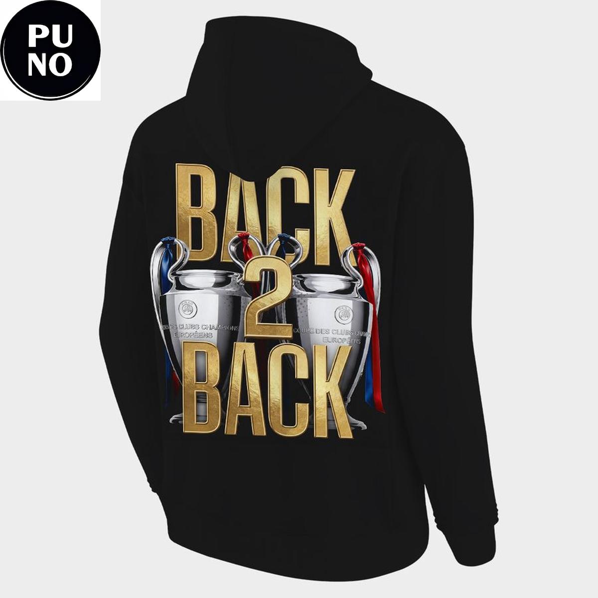 Paris Saint-Germain 2026 Champions Back 2 Back D’Europe Hoodie T-Shirt